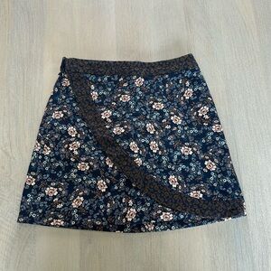 Zara Navy and Gold Patterned Skirt
